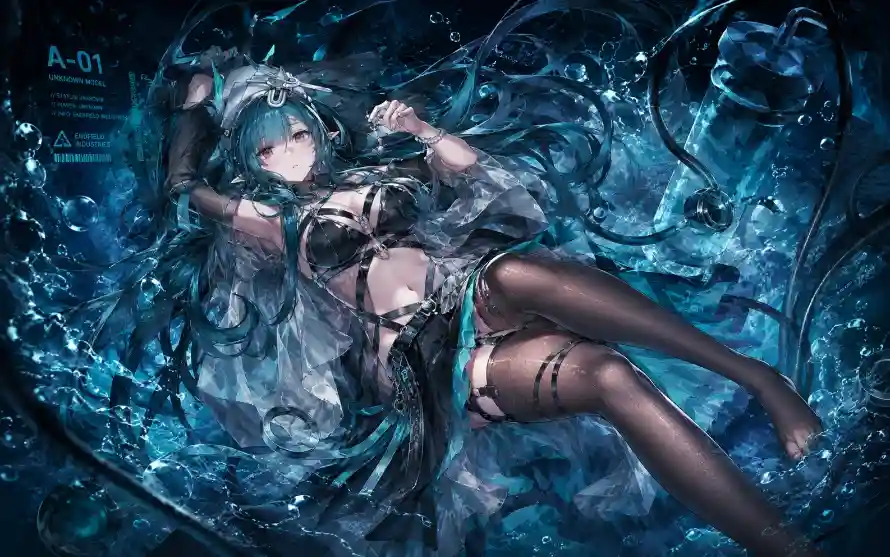 4k少女壁纸 - 插画 - 水下 - 绿发「哲风壁纸」