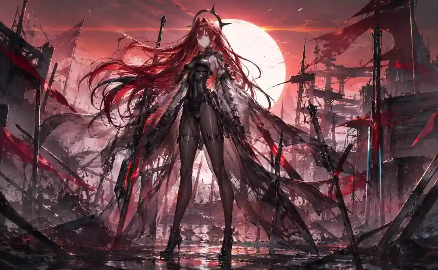 4k少女壁纸 - 战场 - 旗帜 - 水面「哲风壁纸」