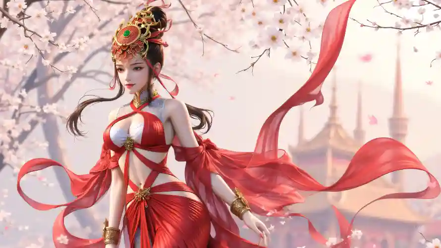 4k发饰壁纸 - 古装 - 古风 - 桃花「哲风壁纸」