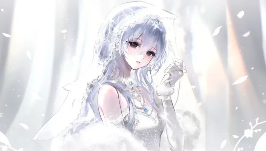 4k头纱壁纸 - 萌 - 婚纱 - 少女「哲风壁纸」