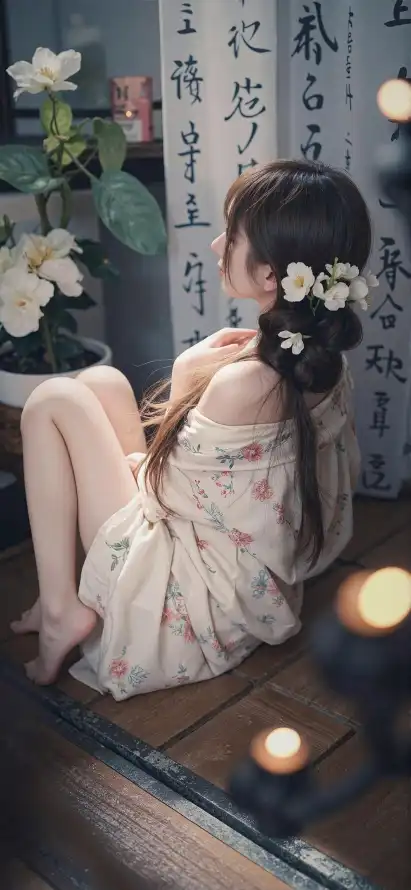 4k书法壁纸 - 古风 - 暖光 - 美女「哲风壁纸」