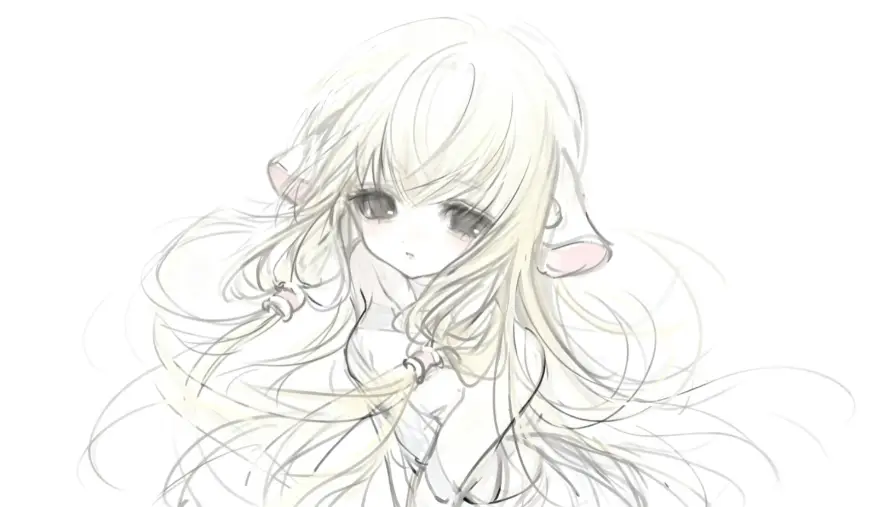 4k长发壁纸 - 萌 - 少女 - 线条「哲风壁纸」