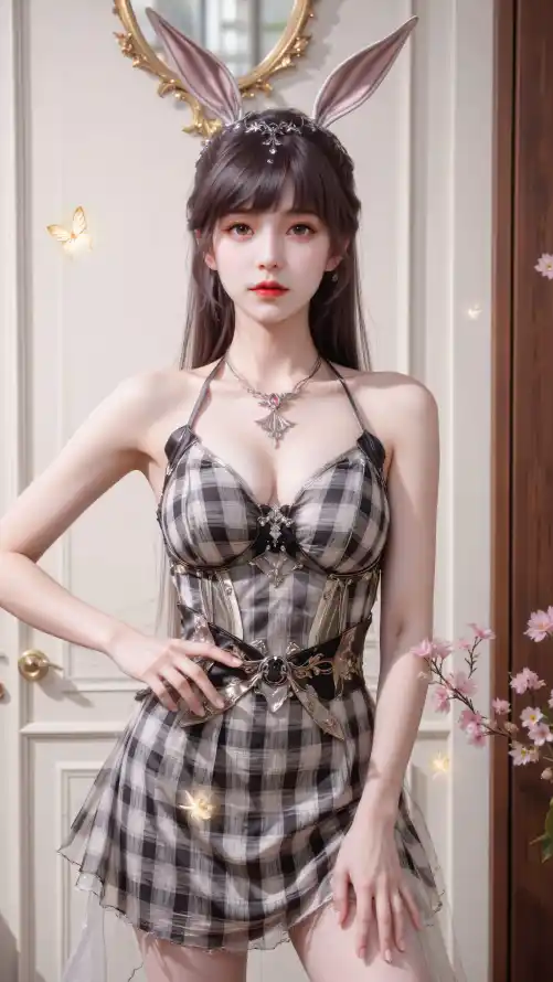 4k兔耳壁纸 - 小舞 - 桃花 - 红唇「哲风壁纸」