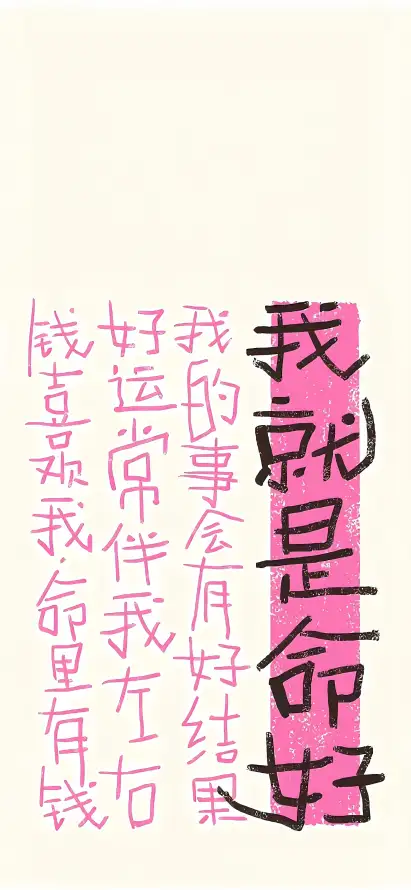 4k好运壁纸 - 手写 - 求财 - 祝福「哲风壁纸」