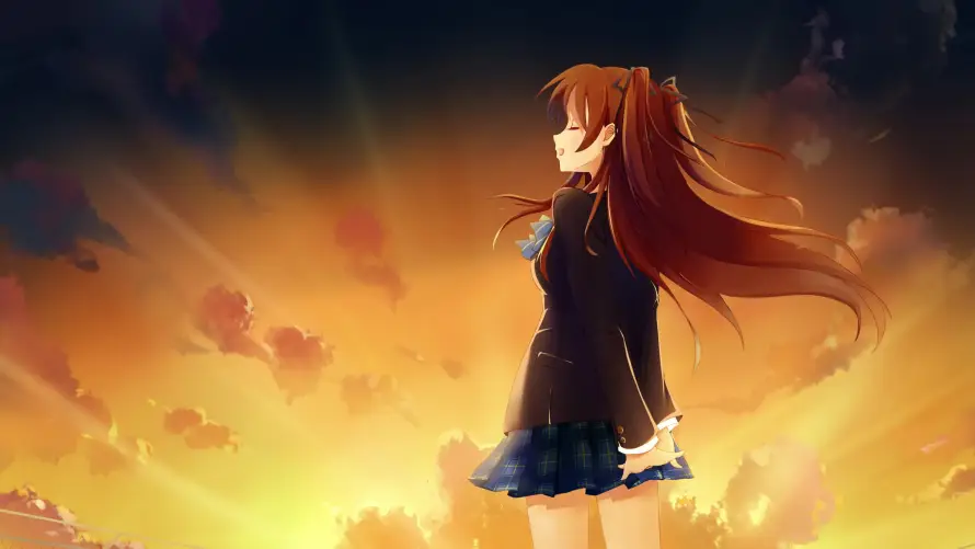 4k动漫壁纸 - 夕阳 - 天空 - 少女「哲风壁纸」