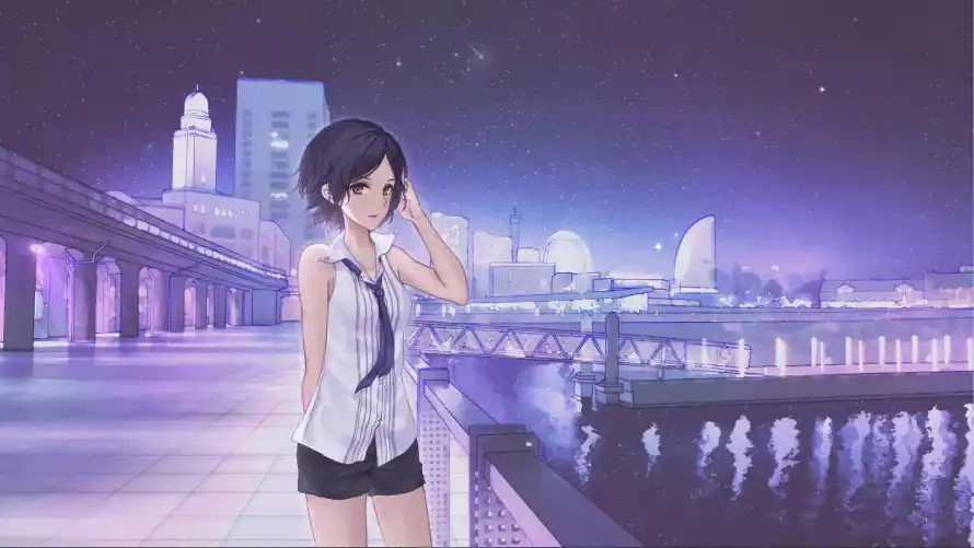 2k城市壁纸-夜景 - 少女-日系「哲风壁纸」