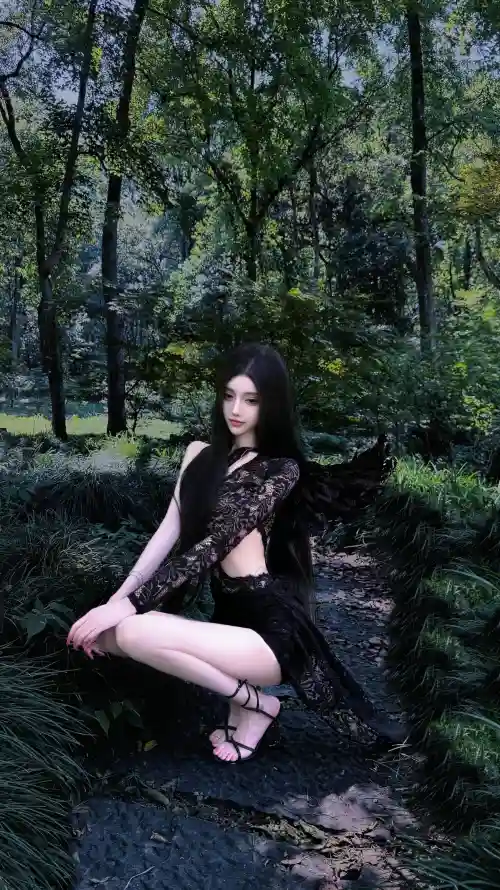 4k户外壁纸 - 森林 - 溪流 - 美女「哲风壁纸」