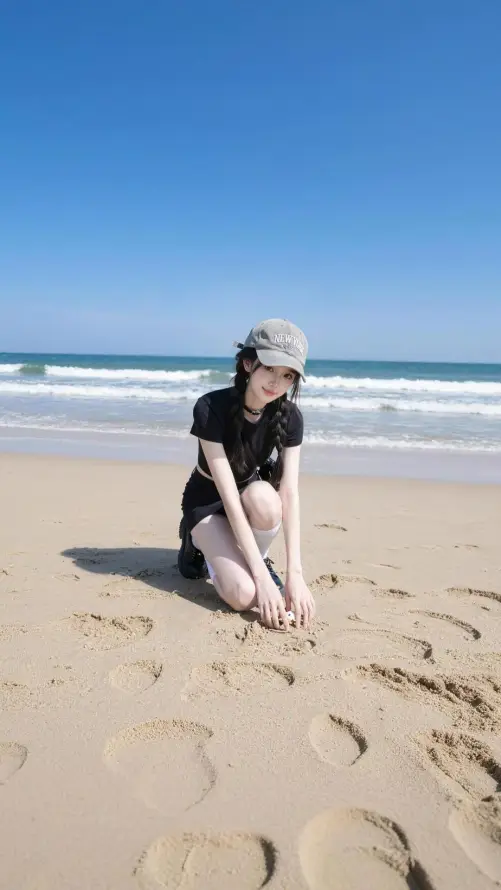 4k好看壁纸 - 少女 - 帽子 - 沙滩「哲风壁纸」