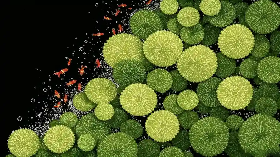3k水泡壁纸-圆形叶片与水面-水生植物热门的壁纸「哲风壁纸」
