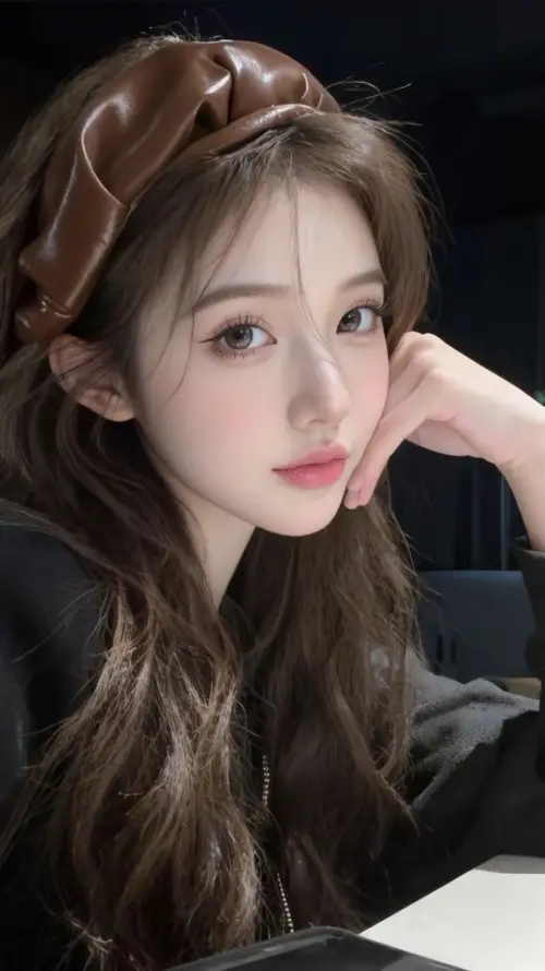 4k卷发壁纸 - 托脸 - 美女 - 美瞳「哲风壁纸」
