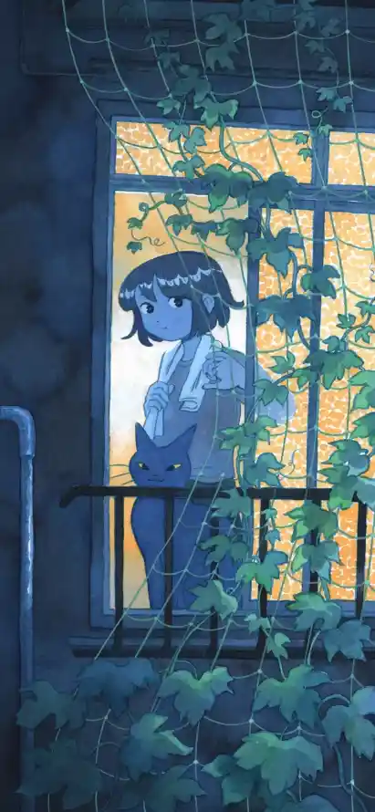 4k夜晚壁纸 - 女孩 - 插画 - 暖光「哲风壁纸」