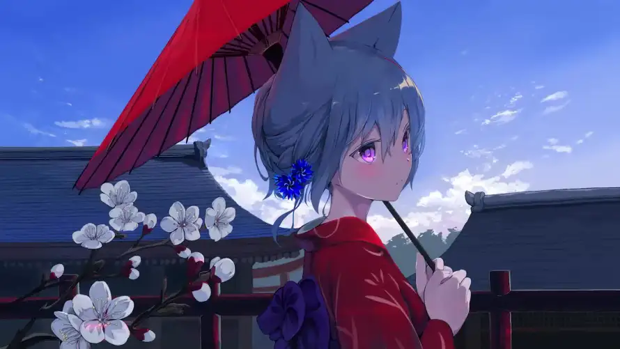 4k和服壁纸 - 和风 - 樱花 - 猫耳「哲风壁纸」