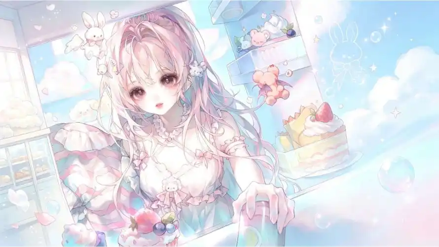 4k天空壁纸 - 少女 - 插画 - 洋装「哲风壁纸」