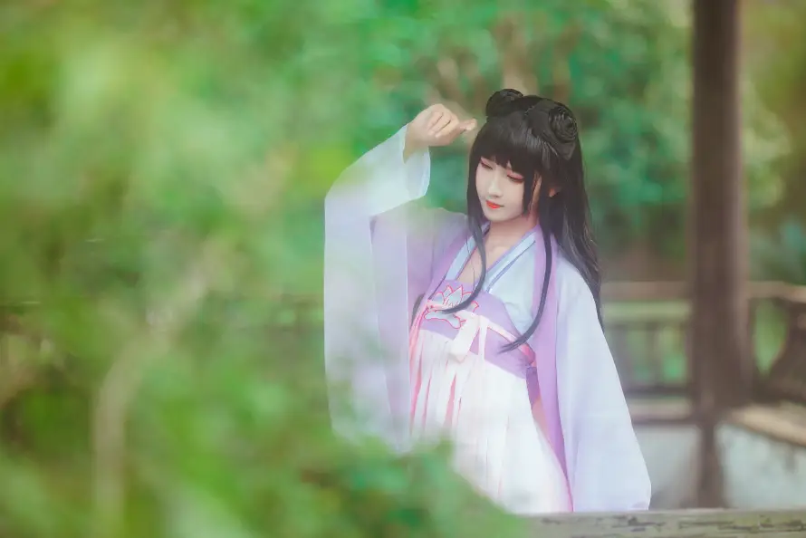 4k古风壁纸 - 户外 - 汉服 - 紫裙「哲风壁纸」