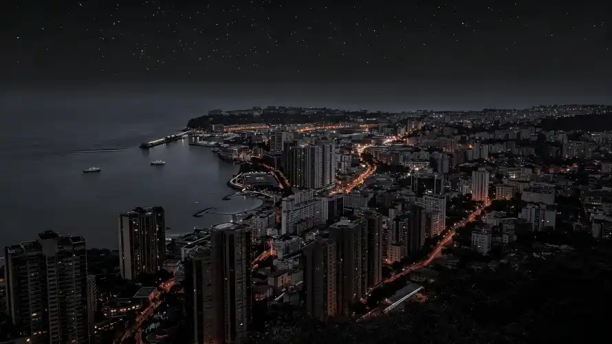 4k夜晚壁纸 - 好看 - 江面 - 滨海「哲风壁纸」