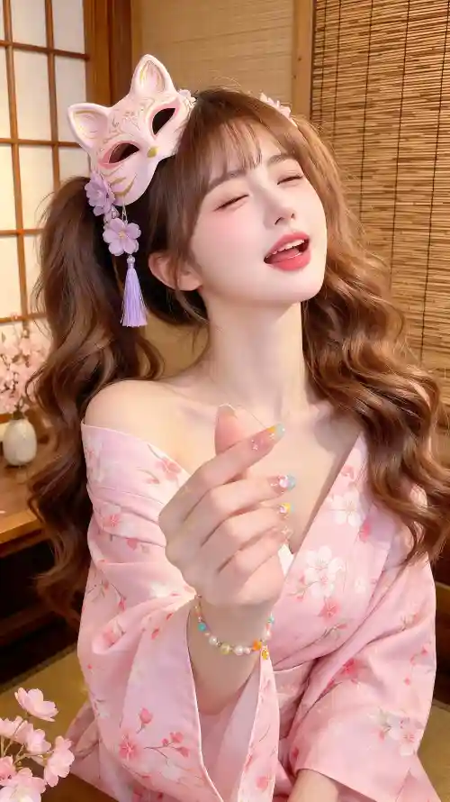 4k卷发壁纸 - 好看 - 樱花 - 闭眼「哲风壁纸」