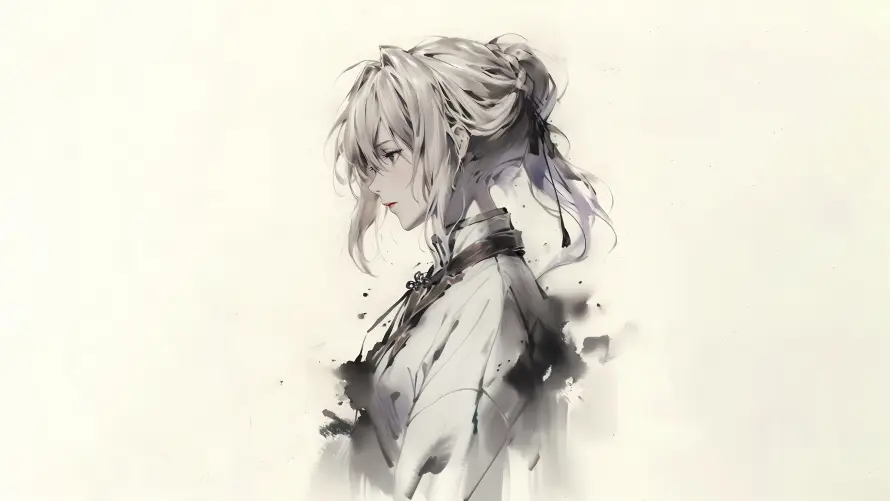 4k侧颜壁纸 - 少女 - 手绘 - 金发「哲风壁纸」