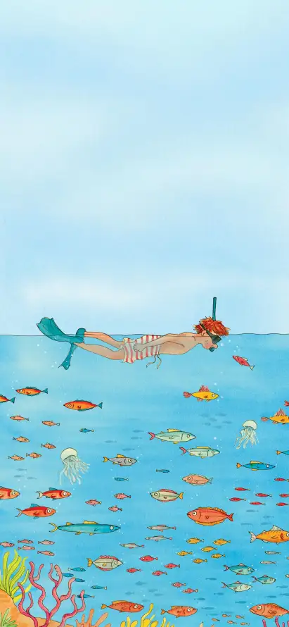 4k女孩壁纸 - 插画 - 水下 - 水母「哲风壁纸」
