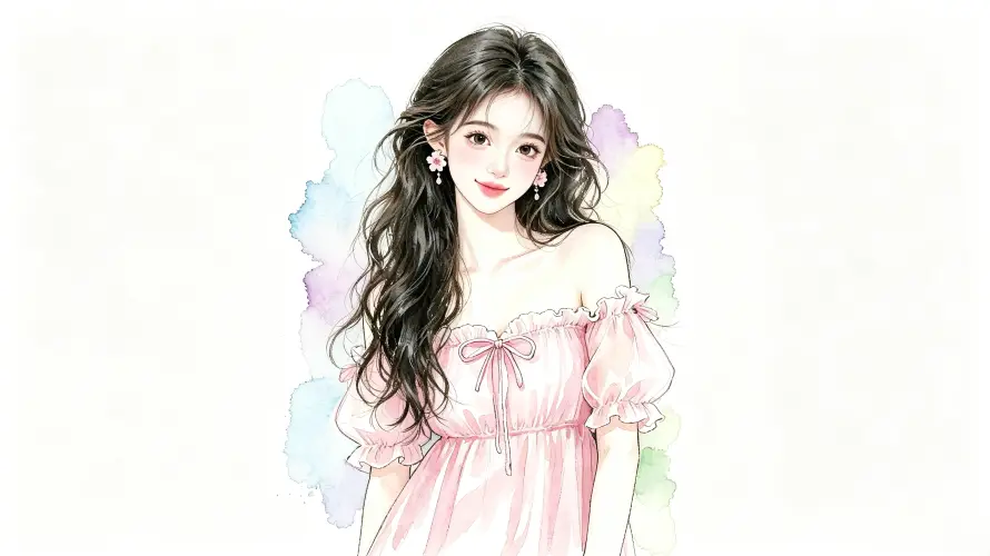 4k卷发壁纸 - 甜美 - 长发 - 水彩风「哲风壁纸」 4k卷发壁纸 - 甜美 - 长发 - 水彩风「哲风壁纸」