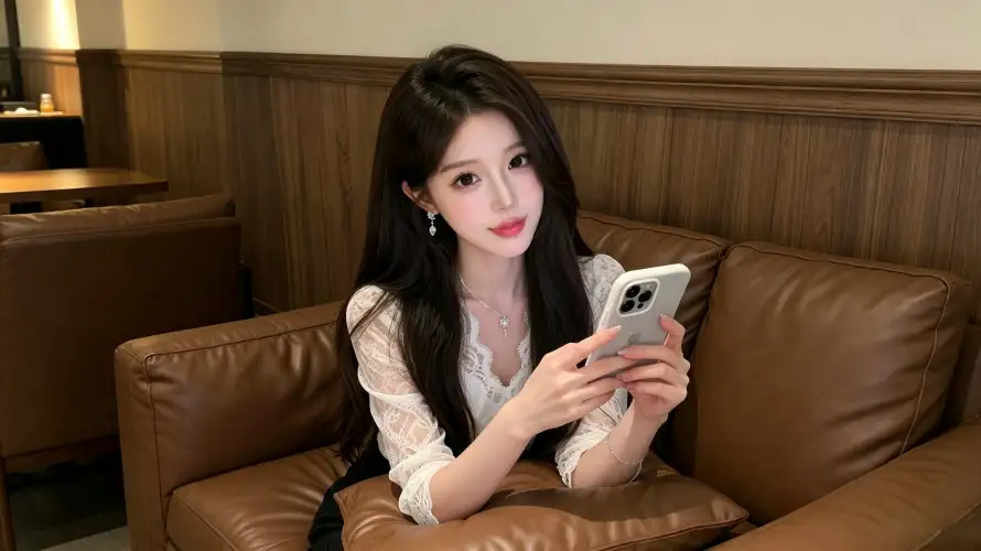 4k休闲壁纸 - 棕色 - 沙发 - 美女「哲风壁纸」