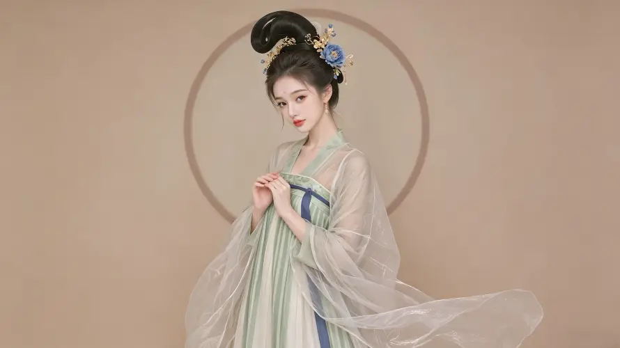3k发饰壁纸-高发髻和古风-浅棕背景壁纸推荐「哲风壁纸」