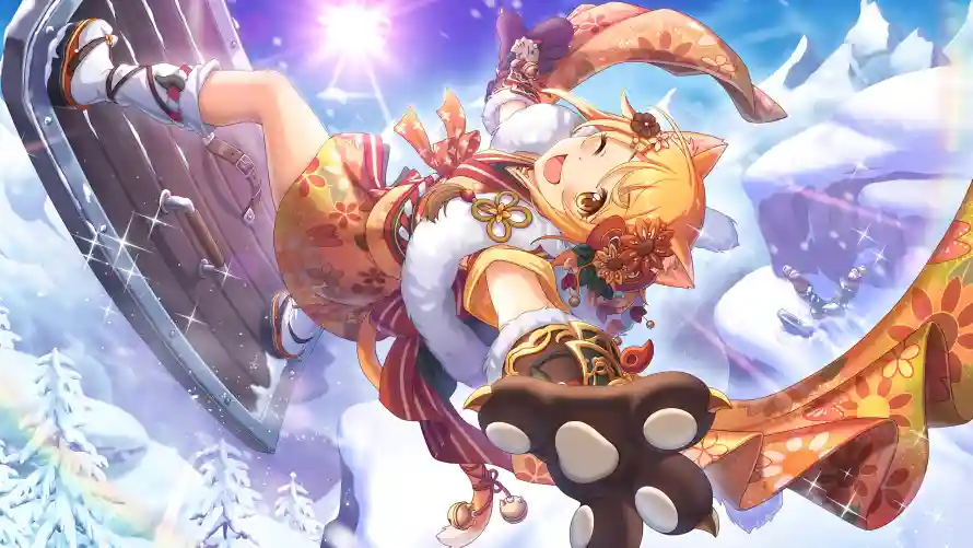 4k冬日壁纸-少女 - 橙发-滑雪「哲风壁纸」