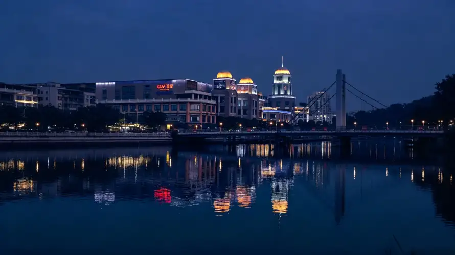 4k倒影壁纸 - 城市 - 夜景 - 大桥「哲风壁纸」