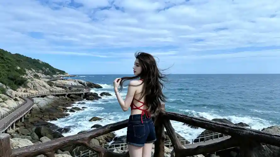 4k好看壁纸 - 栈道 - 海景 - 海浪「哲风壁纸」