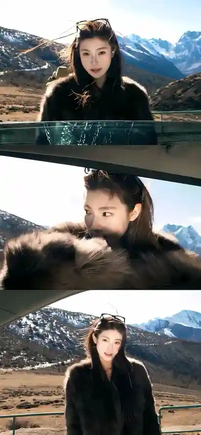 4k长发壁纸 - 户外 - 雪山 - 美女「哲风壁纸」