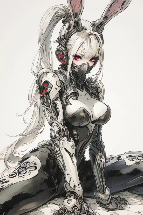 4k机甲壁纸 - 银发 - 口罩 - 插画「哲风壁纸」