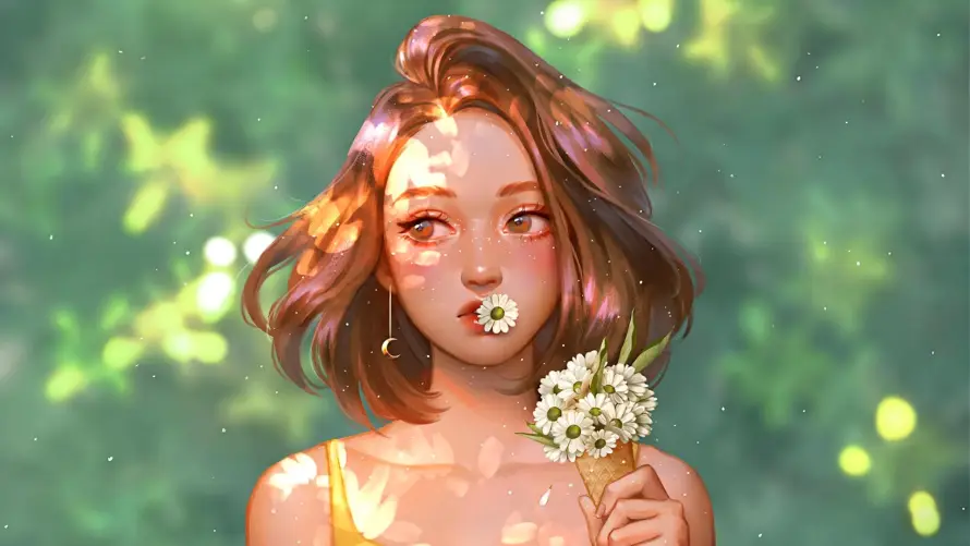 4k光影壁纸 - 厚涂 - 吊带 - 少女「哲风壁纸」
