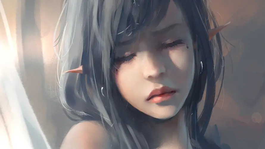 4k光影壁纸 - 女性 - 插画 - 泪痣「哲风壁纸」