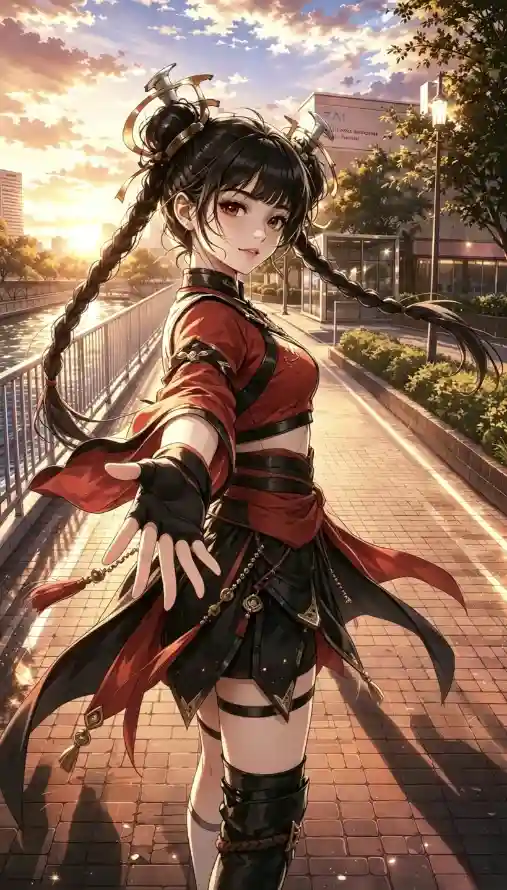 4k黄昏壁纸 - 少女 - 国风 - 伸手「哲风壁纸」