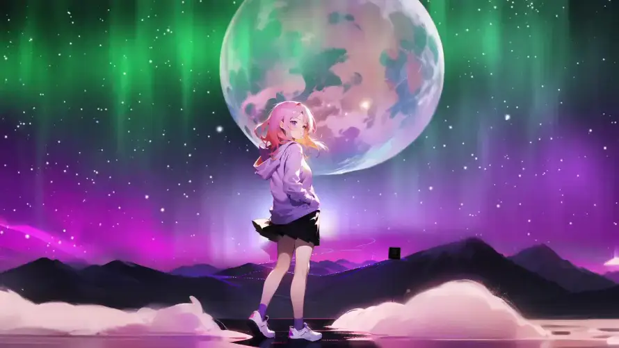 2k夜景壁纸-山脉 - 星空-月亮「哲风壁纸」