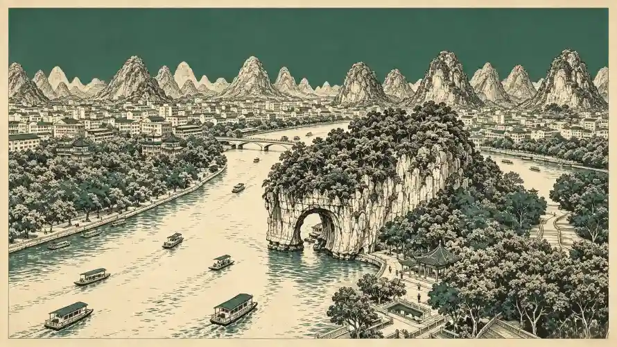 3k全国壁纸-象鼻山与地标-喀斯特地貌壁纸推荐「哲风壁纸」