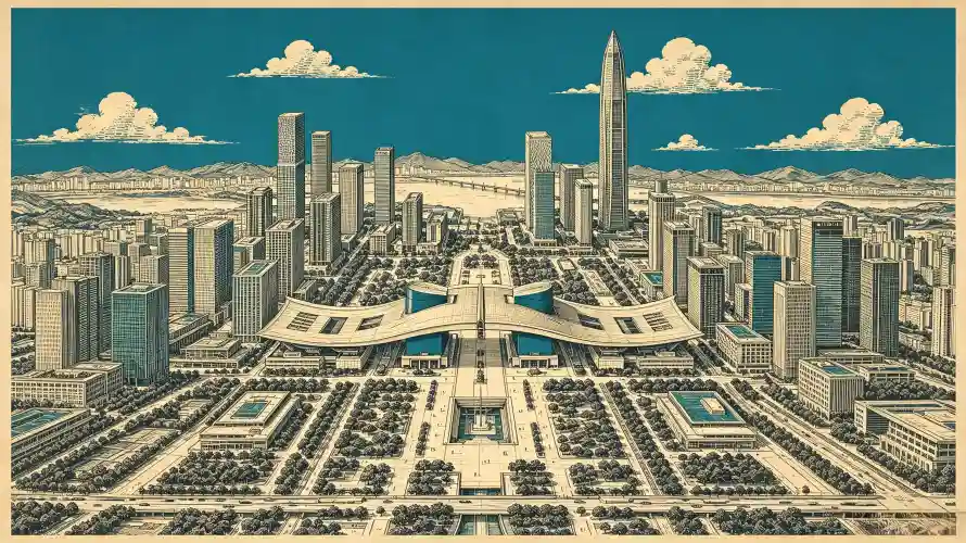 3k插画壁纸-摩天楼 - 深圳-城市规划壁纸分享「哲风壁纸」