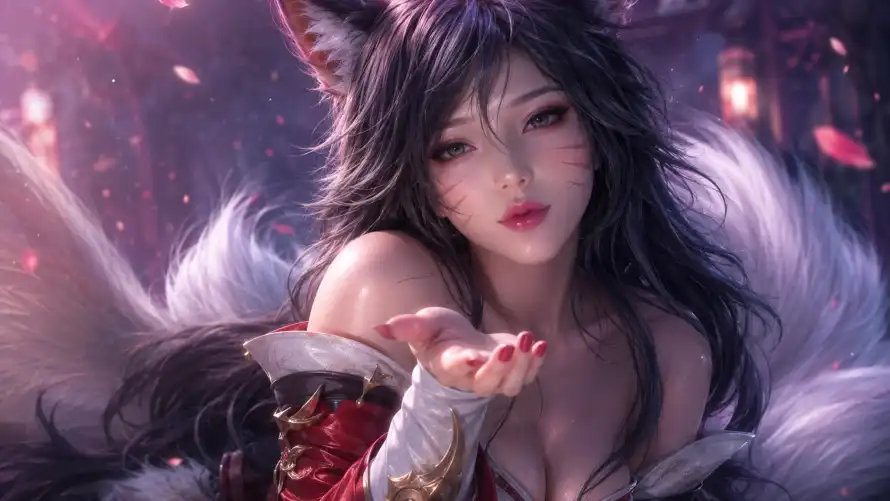4k兽耳壁纸-九尾妖狐 - 女性-游戏角色热门的壁纸「哲风壁纸」
