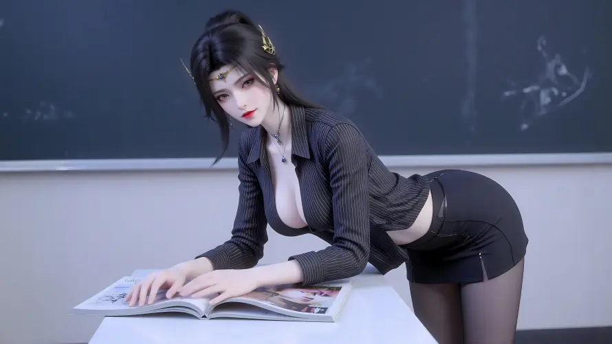 4k黑发壁纸 - 书 - 制服 - 御姐「哲风壁纸」