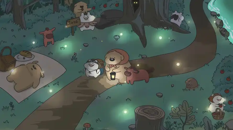 4k卡通壁纸 - 可爱 - 夜晚 - 小径「哲风壁纸」