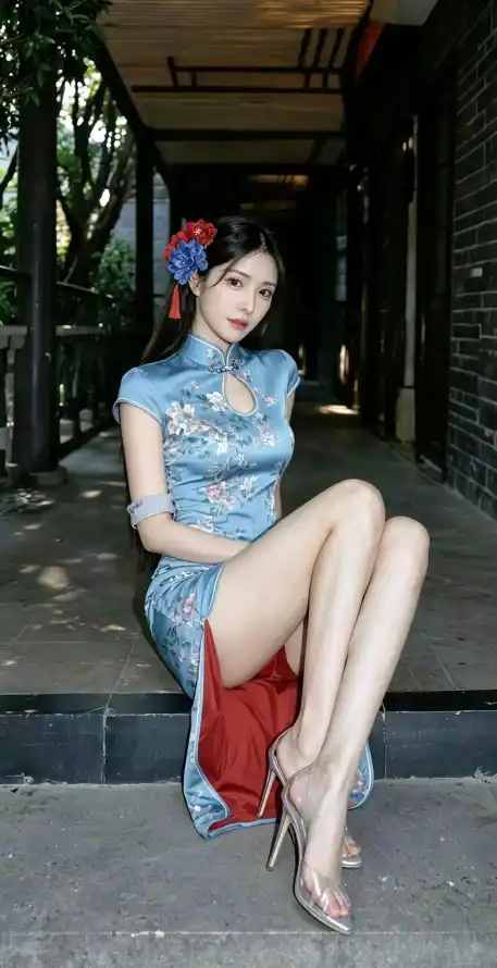 4k发饰壁纸 - 坐姿 - 好看 - 长腿「哲风壁纸」