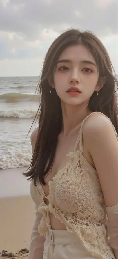 4k吊带壁纸 - 好看 - 少女 - 沙滩「哲风壁纸」