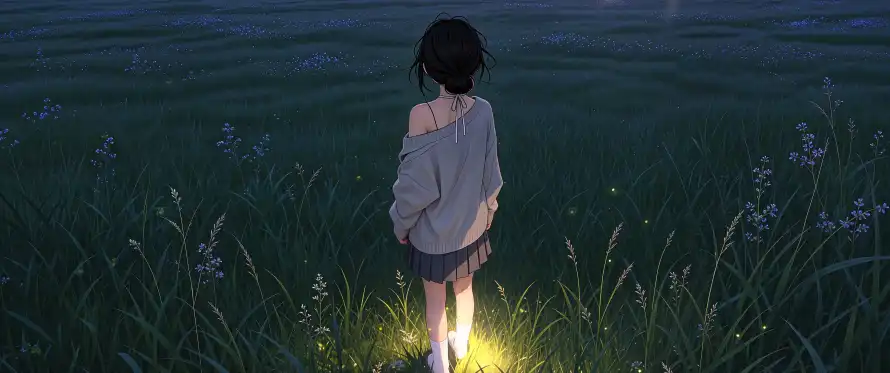 3k夜晚壁纸-露肩上衣壁纸和好看-二次元少女「哲风壁纸」