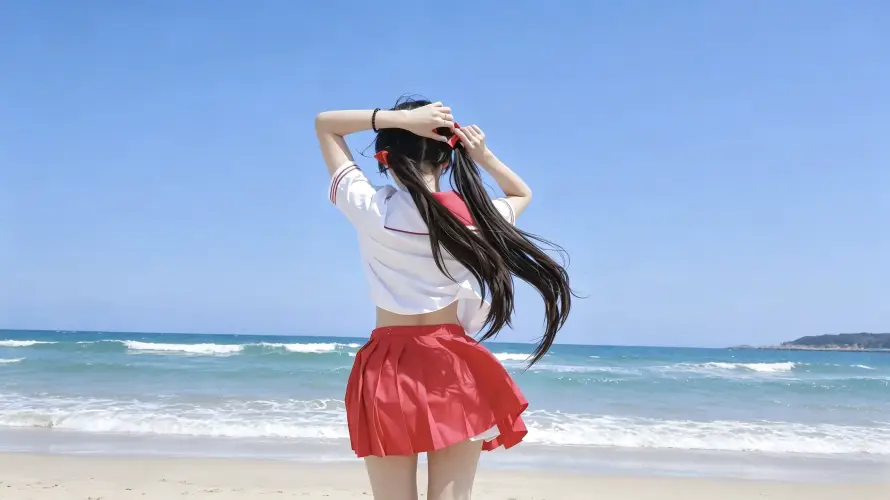 4k夏日壁纸 - 大海 - 好看 - 少女「哲风壁纸」