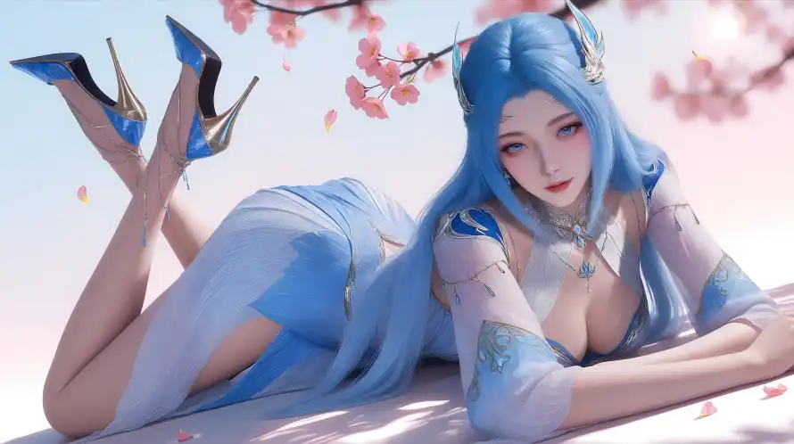 4k3D壁纸 - 侧卧 - 古风 - 少女「哲风壁纸」