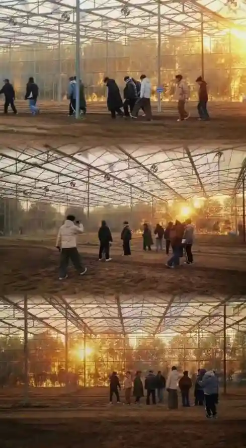 4k农人壁纸 - 劳作 - 大棚 - 日落「哲风壁纸」