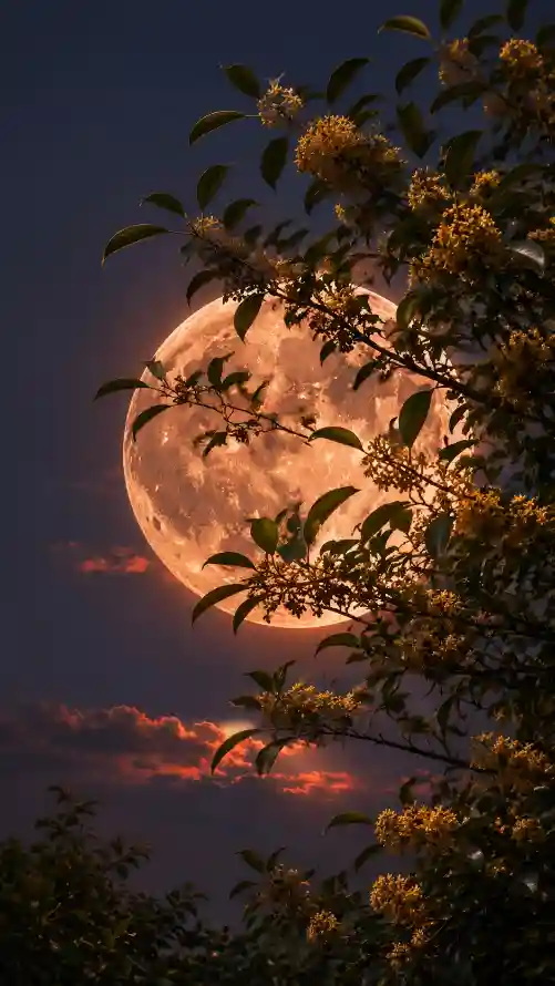 4k夜景壁纸 - 树 - 花 - 夜空「哲风壁纸」