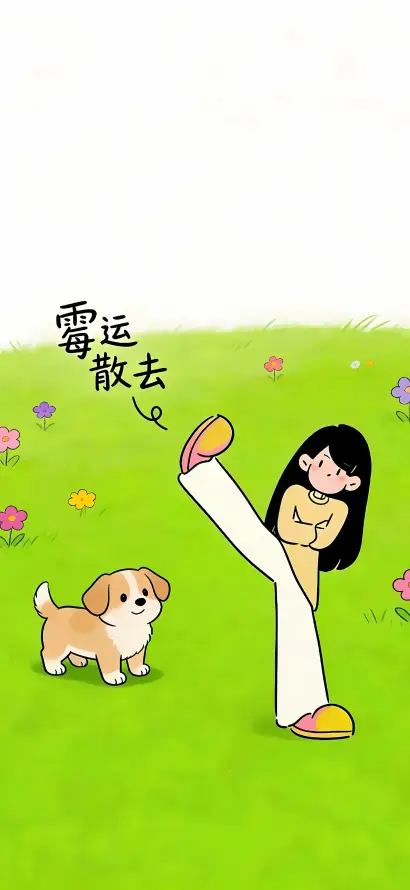 4k卡通壁纸 - 女孩 - 小狗 - 治愈「哲风壁纸」
