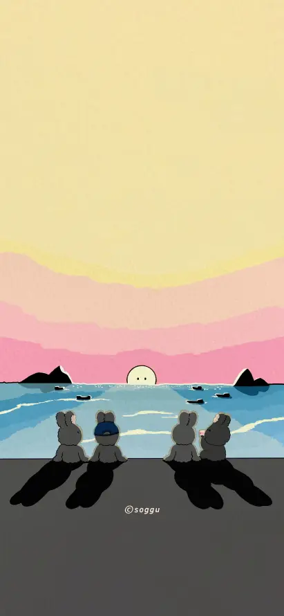 4k剪影壁纸 - 卡通 - 可爱 - 夕阳「哲风壁纸」