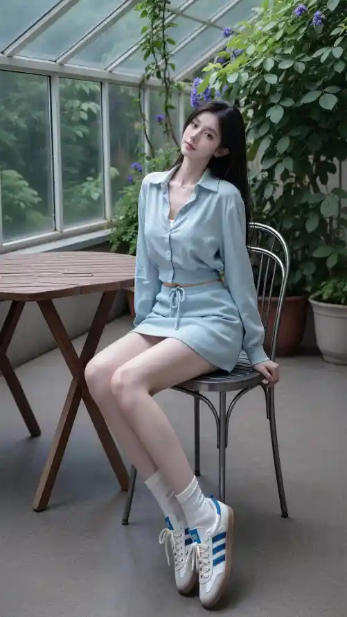 4k好看壁纸 - 木桌 - 绿植 - 美女「哲风壁纸」