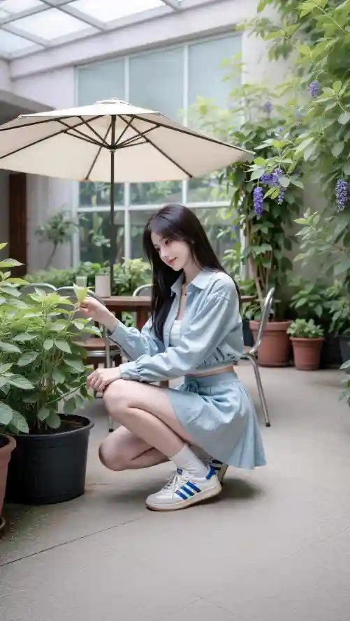 4k休闲壁纸 - 好看 - 少女 - 庭院「哲风壁纸」